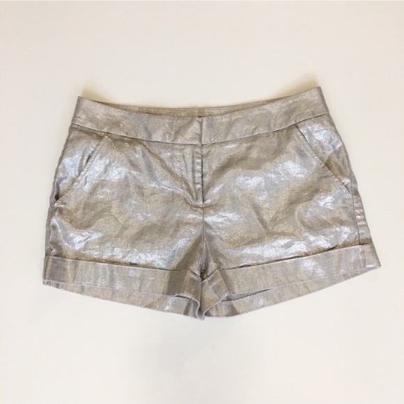 bebe Pants - Bebe Metallic Silver Shorts